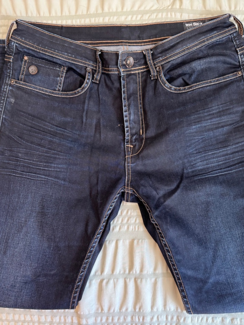 Buffalo David Bitton Six-X Slim Straight Jeans 34x32 Dark Wash Stretch - Picture 2 of 6